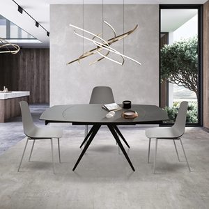 Mesa de Cerámica Extensible Giratoria Alexia 140x90, Base de Metal Gris Grafito, para Comedor Interior - Product Image 2