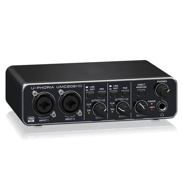 U-PHORIA UMC2O2HD USB Audio Interface Sound Card for Studio Recording & Singing Essential for Professional Studios & Home Setups