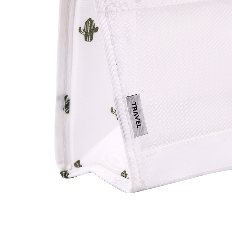 Hot sale women travel korean transparent canvas cosmetic bag with clear mesh window