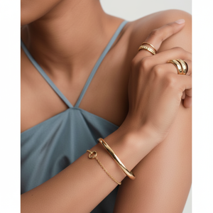 Bracelet manchette hypoallergénique en argent sterling plaqué or 18 carats épais Dme Fashion - Product Image 1