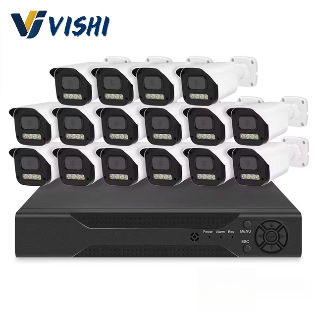 Vishi AHD Surveillance Kit 16CH 2/5MP CCTV Factory Camera Bundle Cameras Sets Outdoor Security Wireless Monitor Set