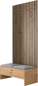 Ensemble de <span class=keywords><strong>porte</strong></span>-manteaux en bois de fournisseur d'usine <span class=keywords><strong>avec</strong></span> panneaux muraux rembourrés armoire à chaussures <span class=keywords><strong>et</strong></span> 12 crochets pour le stockage de couloir moderne - Product Image 4