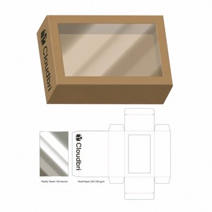 Scatola Ecologica in Carta Kraft Naturale Marrone con Finestra Trasparente in PVC per Vendita al Dettaglio, Appendibile con Gancio per Extension di Capelli - Product Image 1