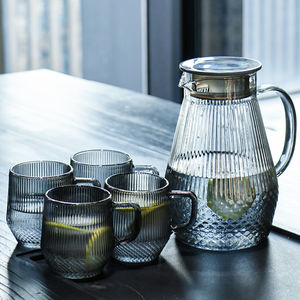 Ensemble 5 Pièces, Prix Usine, Emballage Boîte, Articles de Table pour Maison et Cuisine, Carafe <span class=keywords><strong>à</strong></span> Eau Froide, Pichet et Tasses en <span class=keywords><strong>Verre</strong></span> - Product Image 1