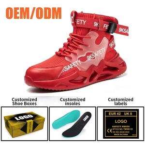 Zapatillas <span class=keywords><strong>de</strong></span> Seguridad Rojas Antideslizantes con Suela <span class=keywords><strong>de</strong></span> EVA Suave, Parte Superior <span class=keywords><strong>de</strong></span> Tela Elástica, Protección <span class=keywords><strong>de</strong></span> Punta <span class=keywords><strong>de</strong></span> Acero Antipinchazos para Mujer - Product Image 3