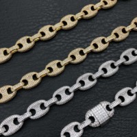 Collier chaîne à maillons en forme de grains de café solides, serti de zircon cubique, style hip-hop, pour hommes, bijoux de rappeur, YSSJewelry