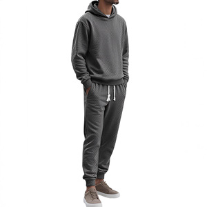 Conjunto de Sudadera con Capucha para Hombre Cross Border Tk, Negro, Tejido Jacquard, Corte Holgado, Ropa Deportiva Informal, Talla Grande, Otoño-Invierno - Product Image 6