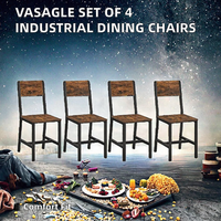Ensemble de 4 chaises de salle à manger ergonomiques, chaises de cuisine, structure en acier, style industriel, salle à manger, salon, vintage, marron, noir