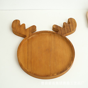 Bandeja de madera de Paulownia con forma de árbol de Navidad, sombrero de Papá Noel y reno, color natural, vajilla para el hogar, para fiestas de té y postres - Product Image 2