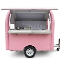 Chariot de boulangerie mobile rond et coloré, remorque alimentaire simplifiée, kiosque de concession remorquable pour gâteaux et pâtisseries