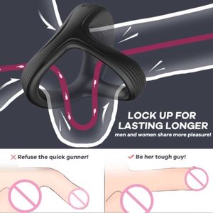 Anneau de pénis électrique vibrateur Clitoris Stimulation manchon temps d'éjaculation anneau de pénis jouets sexuels pour hommes anneaux de chasteté pour hommes - Product Image 2