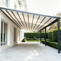 Pérgola Retráctil de Gran Envergadura con Techo de Aluminio para Caminos, Cubierta Exterior Impermeable con Protección UV para Patios de Mansiones de Lujo