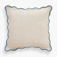 Housse de coussin décorative en coton brodé festonné, style bohème, pour canapé et lit, couleur unie