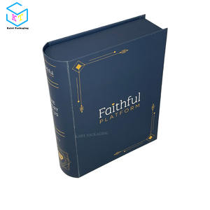 Navy Blue <strong>Book</strong> Shape Magnetic Jewelry <strong>Set</strong> Gift <strong>Packaging</strong> Box with Custom logo - Product Image 4