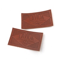Fabricant d'étiquettes pour vêtements, marquage à chaud personnalisé, lettres de marque d'animaux, logo, patch en cuir véritable brun pour jeans en denim
