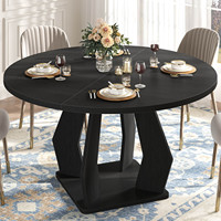 Ensemble de table à manger ronde de luxe, finition gris clair, avec chaises, style minimaliste nordique, design pour cuisine et salon