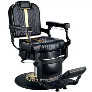 Fauteuil de Barbier Professionnel Entièrement Noir pour Hommes, Style Rétro, Cadre Robuste, pour Salon de Coiffure et Barbier (Vente en Gros) - Product Image 2