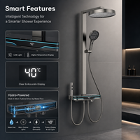 En gros Ensemble de douche intelligent LED gris anthracite avec fonction massage lombaire, mural apparent, affichage numérique et douchette à main en laiton