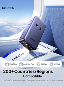 UGREEN S534 Adaptateur de voyage universel GaN 45W 2 ports USB-C 2 ports USB-A 2 ports AC Convertisseur de chargeur international US EU UK - Product Image 6