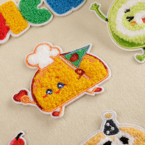 Grosir Chenille Patch makanan Custom besi pada handuk kecil lucu Chenille patch untuk pakaian - Product Image 5