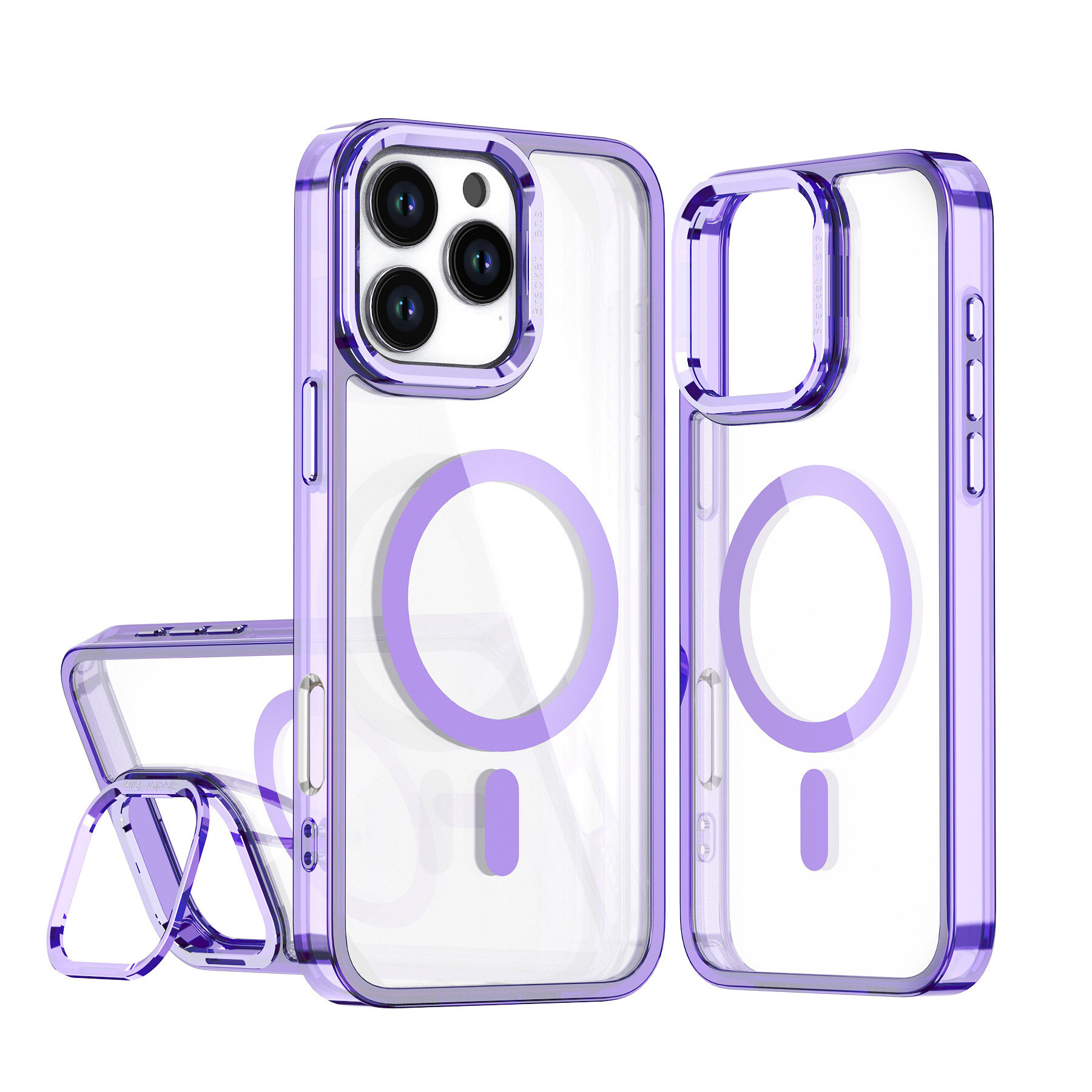 Support magnétique transparent violet brillant à ombre transparente