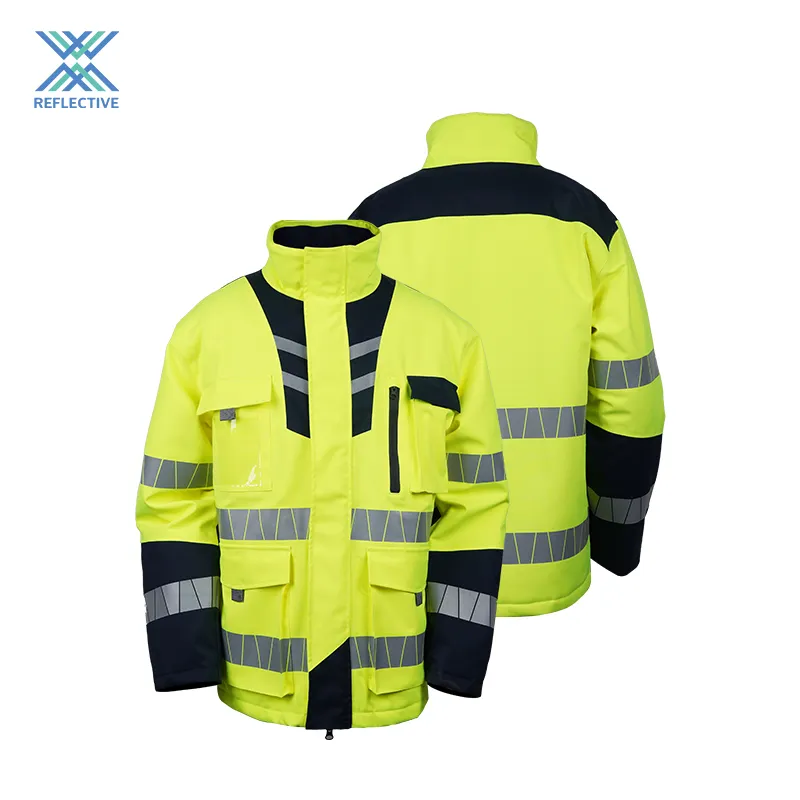 LX jaket keselamatan kerja pria, jaket reflektif tahan air musim dingin untuk pria