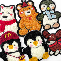 Patchs brodés en chenille motif pingouin et chien, autocollants, appliques DIY, ornements, vente en gros, petites commandes acceptées, personnalisation OEM