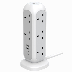 UK Type G Power Strip with <strong>USB</strong> C Ports, 11 Way Outlets Protection Plug, <strong>Extension</strong> <strong>Lead</strong> for UAE - Product Image 1