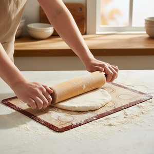 Tapis <span class=keywords><strong>de</strong></span> cuisson en silicone platine <span class=keywords><strong>de</strong></span> qualité supérieure 30x21cm, antiadhésif, en <span class=keywords><strong>fibre</strong></span> <span class=keywords><strong>de</strong></span> <span class=keywords><strong>verre</strong></span> alimentaire avec échelle graduée pour four - Product Image 4