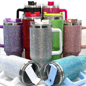 Vaso de 40 oz con Asa, Vaso con Brillantina y Diamantes de Imitación, Botella de Agua de Acero Inoxidable, Vaso con Incrustaciones de Diamantes, Regalo para Mujer - Product Image 5