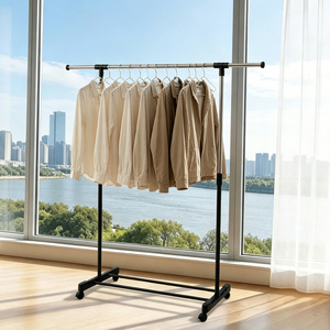 Adjustable Metal Garment <b>Rack</b> with Rolling Wheels Portable <b>Clothes</b> Hanging Storage <b>Rack</b> - Product Image 5
