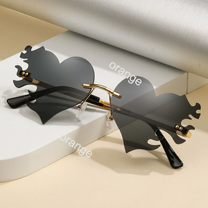 แว่นกันแดดทรงไร้กรอบสำหรับผู้หญิงผู้ชาย แว่นกันแดดโลหะทันสมัยสำหรับงานปาร์ตี้สีสันสดใส - Product Image 2