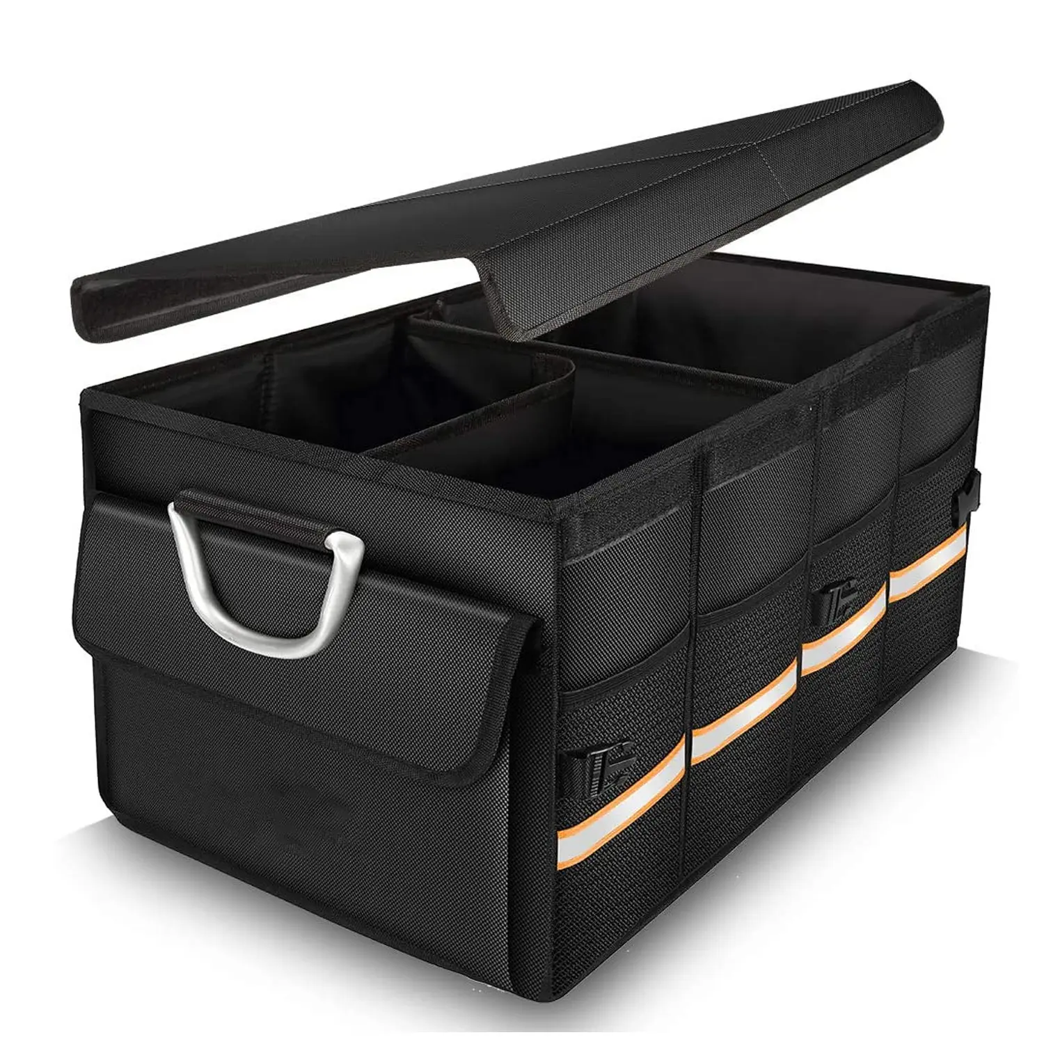 Heavy Duty Collapsible Trunk Storage Organiser Car Trunk Organiser with Foldable Cover Non-Slip Bottom Trunk Cargo Organizer