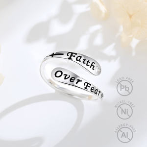 Anello Regolabile Ispirazionale Merryshine HOPE in Argento Sterling 925, Gioiello Cristiano con Croce '<span class=keywords><strong>Fede</strong></span> Sopra la Paura', Regalo Motivazionale - Product Image 5