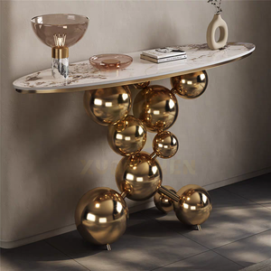 Consolle Xuanzhen Moderna di Lusso con Piano in Pietra Sinterizzata e Struttura Dorata, Tavolo d'Ingresso per Villa, Soggiorno e Corridoio - Product Image 2
