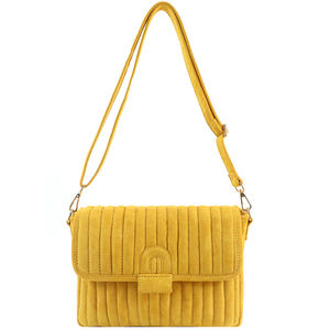 Bolso Bandolera Acolchado de Ante Amarillo de Moda 2025, Estilo Retro Minimalista, Moda Femenina para Combinar con Atuendos Casuales Diarios - Product Image 3