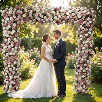Arche de mariage moderne rose mauve vintage, ensemble de rangées florales, chemin de table en roses artificielles en soie, toile de fond pour photos de couple, Fête des Mères, Remise de diplôme