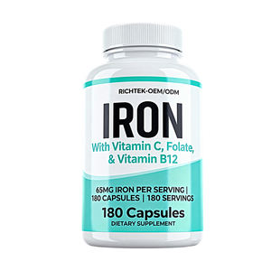 Suplemento de Hierro de Alta Potencia, Apto para Vegetarianos, Sin OMG, Sin Gluten, con Vitamina C, Folato, Vitamina <span class=keywords><strong>B12</strong></span> - Product Image 5