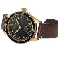 Montre à quartz avec boîtier en acier inoxydable personnalisé, logo personnalisé, analogique, cristal saphir acrylique, résistance à l'eau 5 BAR, style militaire vintage pour homme