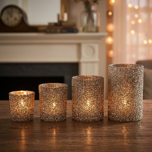 Support de bougie de Noël en verre fait main Sonnet Decor avec impression numérique de scène forestière Modèle 2058 Uttar Pradesh - Product Image 1