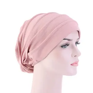 女士双层伊斯兰良好纯色内 hijabs 头饰帽包裹即时棉汗布在围巾下