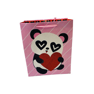 Sacchetti Regalo in Carta Glitterata VT42 per San Valentino con Simpatici Disegni di Animali, Sacchetti <span class=keywords><strong>Rosa</strong></span> a Tema Amore per Feste di Bambini e Coppie - Product Image 2