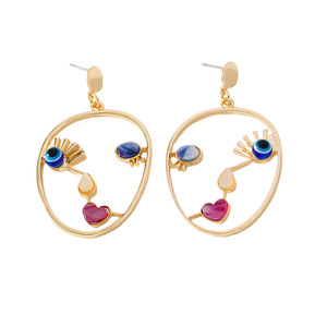 Pendientes de Ojo Turco Geométricos Calados con Forma de Corazón y Pestañas, Joyería de Moda para Fiesta, con Engaste de Aleación de Zinc - Product Image 5