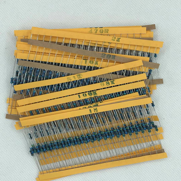 Набор металлопленочных резисторов 600 шт./компл. 1/4 Вт, Сопротивление 1%, 30 видов, ассортимент резисторов 100R 1K 47K 10K 100K 4K7
