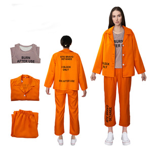 Traje de Prisionero Naranja Unisex Europeo Americano para Parejas, Mono de Poliéster para Fiestas y Actuaciones en Escenario - Product Image 5