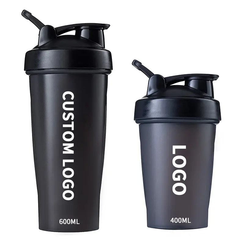 Wholesale Custom Logo Fitness Plastic Black Gym Blender Shaker Cup Protein Shaker Bottle for Sports Water