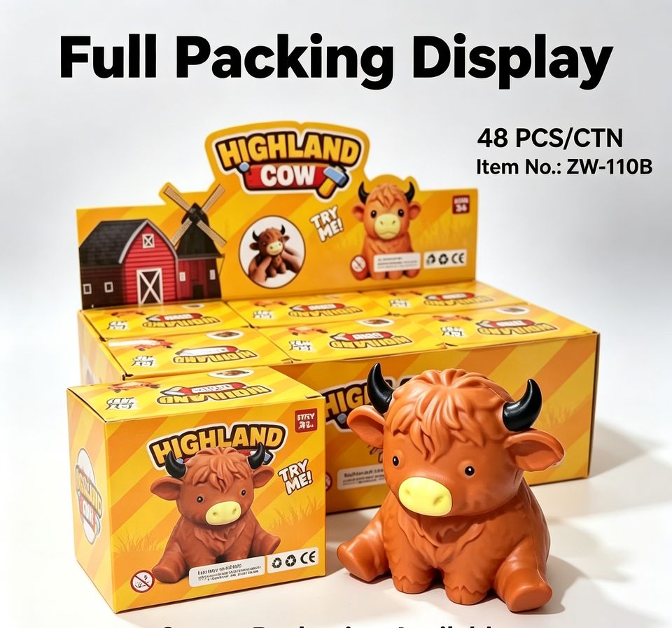 Highland Cow Squishy Fidget Toy, Cute Highland Cow Shape TPR Soft ...