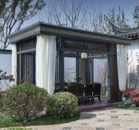 Pergola à double toit rigide en alliage d'aluminium |   Gazebo imperméable avec moustiquaire et rideau, résistant aux intempéries, pour patio et balcon