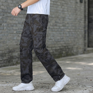 Pantalon cargo camouflage pour homme, taille élastique, plusieurs poches, respirant, coupe droite décontractée, poids moyen, polyester/coton, séchage rapide - Product Image 3