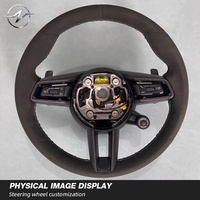 Volante Deportivo de Lujo YZ Personalizado en Cuero y Fibra de Carbono, 4 Brazos, 35 mm, Modelo PO06, para Porsche 718 Cayenne Panamera 911 Cayman